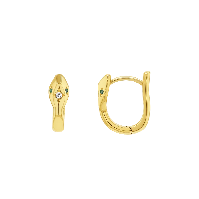 Solid cuff earrings-Starset Diamond Serpentine Huggies