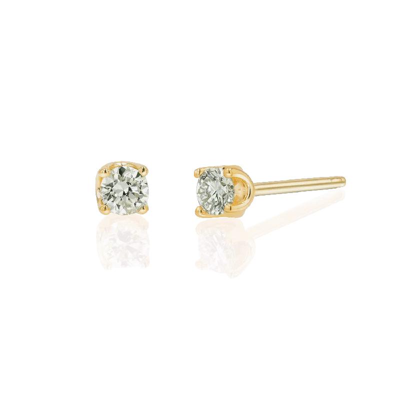 Dual-tone earrings-14K Gold Solitaire Studs