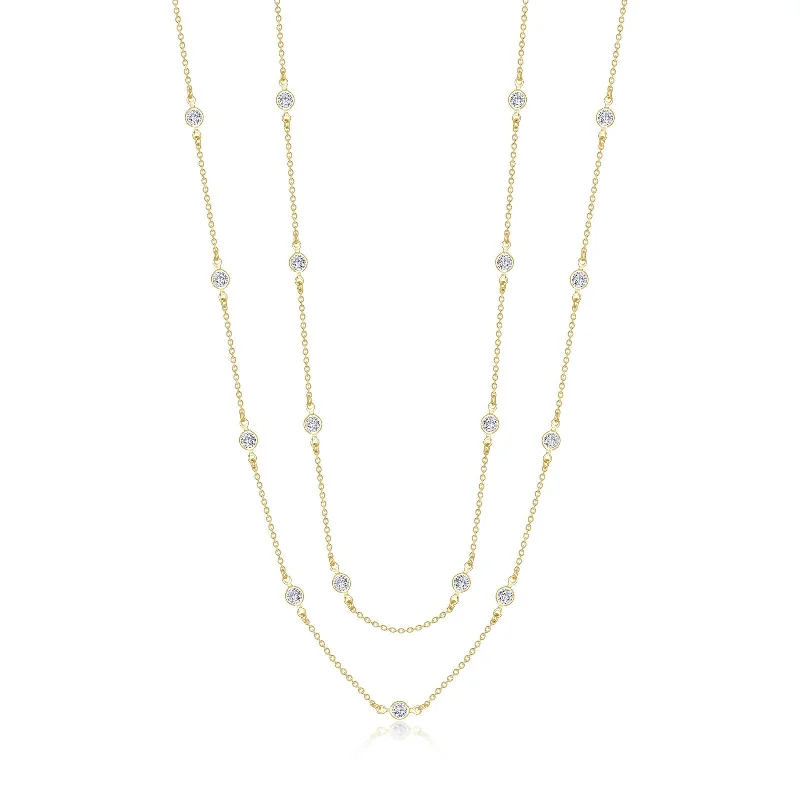 Overhand knot necklaces-Lafonn Stackables Diamond Necklace N0016CLG36