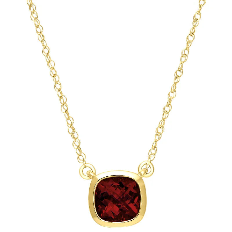 Half moon necklaces-Modern Bezel Set Cushion Cut Garnet Necklace