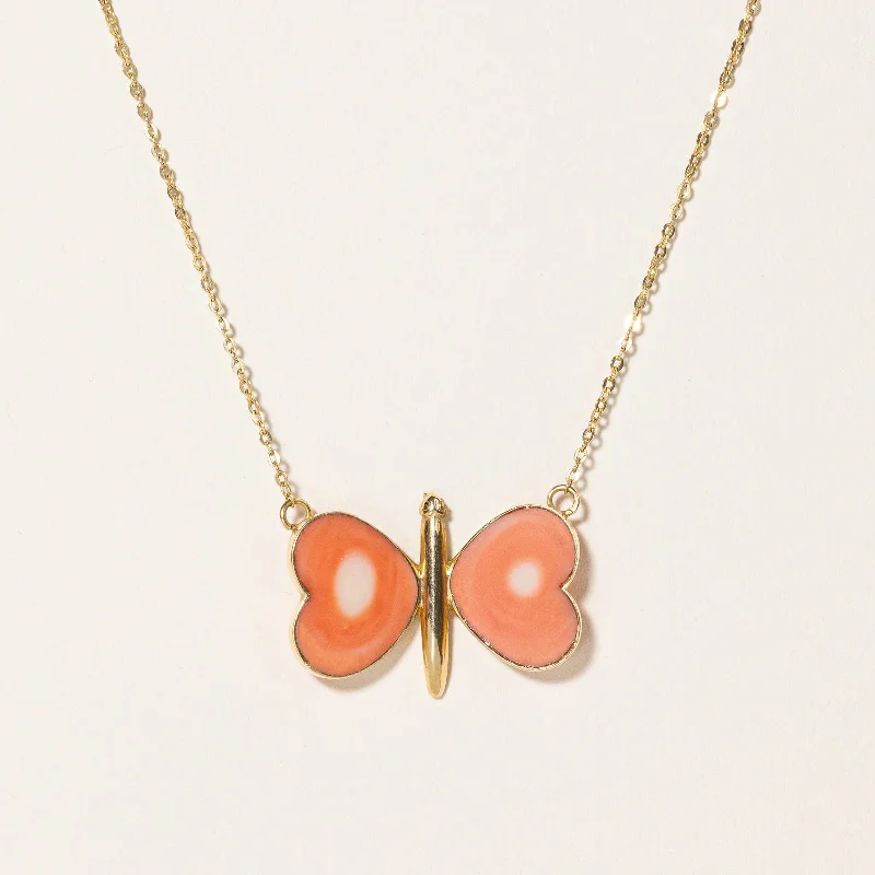 Sleek bar necklaces-Coral Butterfly Choker Necklace | 2.70ctw | 16" |