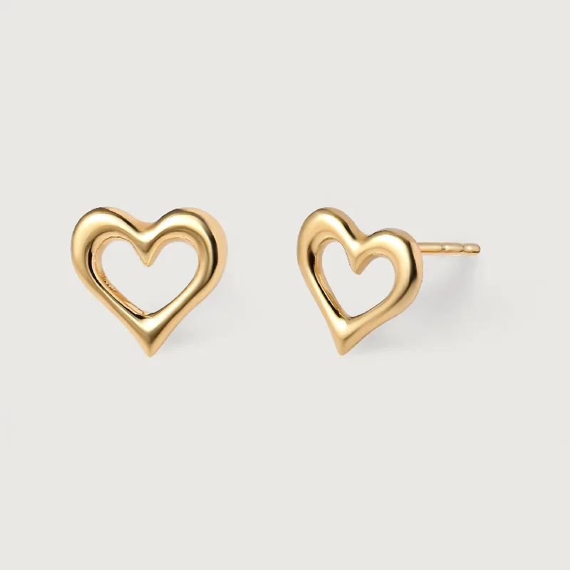 Polished art earrings-Heart Essential Earrings in 9K Gold