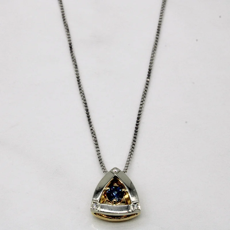 Polished bead necklaces-Sapphire & Diamond Triangular Necklace | 0.40ct, 0.03ctw | 16" |