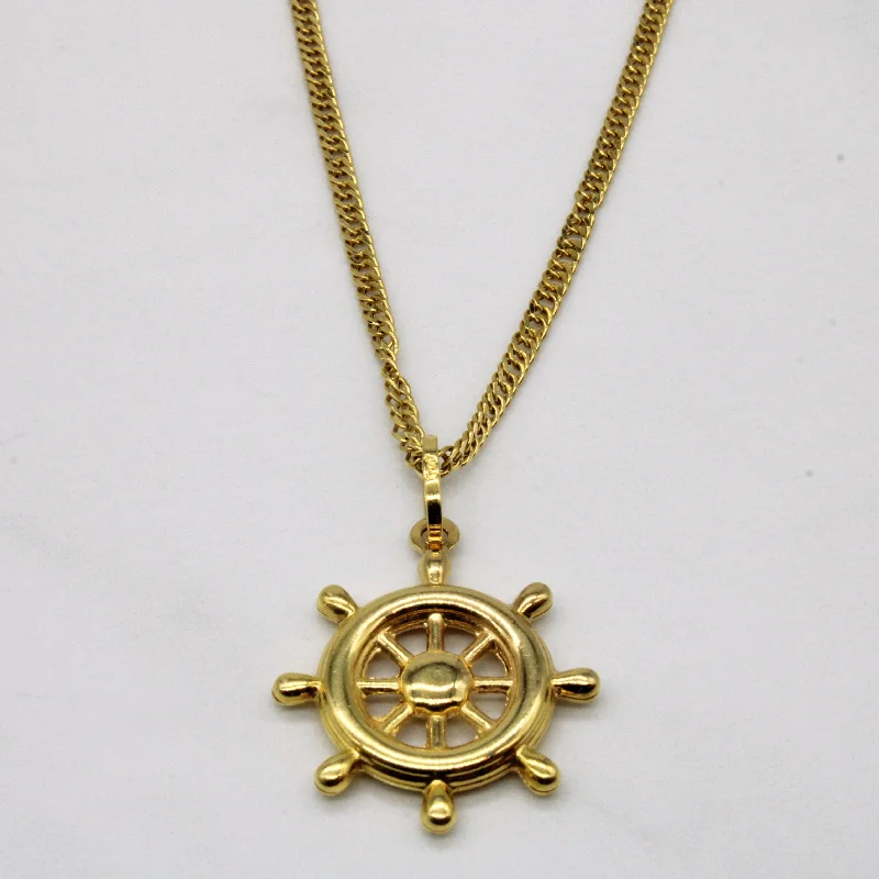 Tide shape necklaces-18k Yellow Gold Helm Pendant Necklace | 24" |