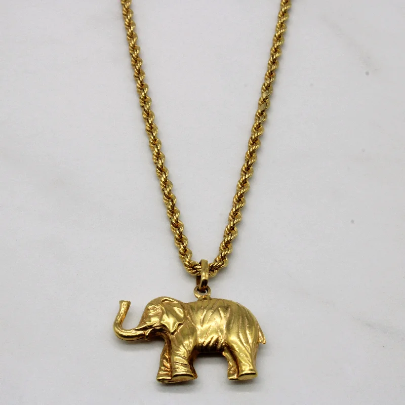 Raw woven necklaces-18k Yellow Gold Elephant Necklace | 23" |