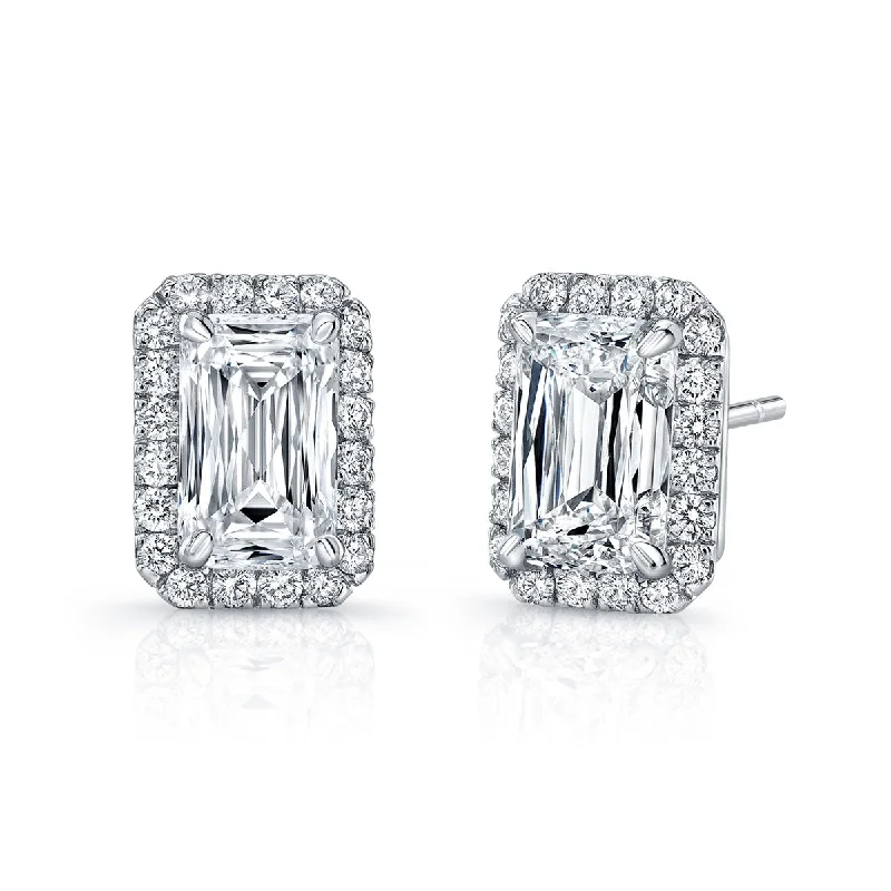 Leaf hoop earrings-Round Cornered Modified Brilliant Cut Diamond Stud Earrings with Pavé