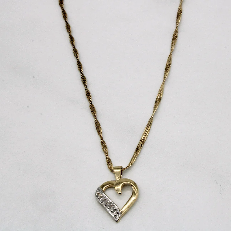 Retro deco necklaces-Diamond Heart Shaped Necklace | 0.04ctw | 18" |