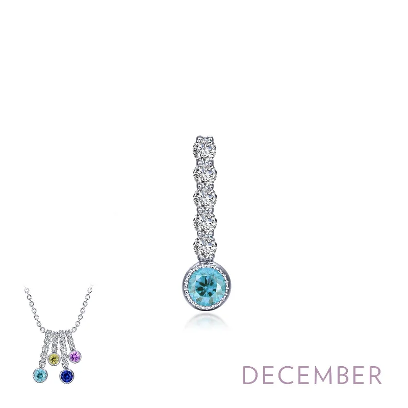 Sapphire stone necklaces-Lafonn Birthstone Round December Blue Topaz Necklace BP003BTP00