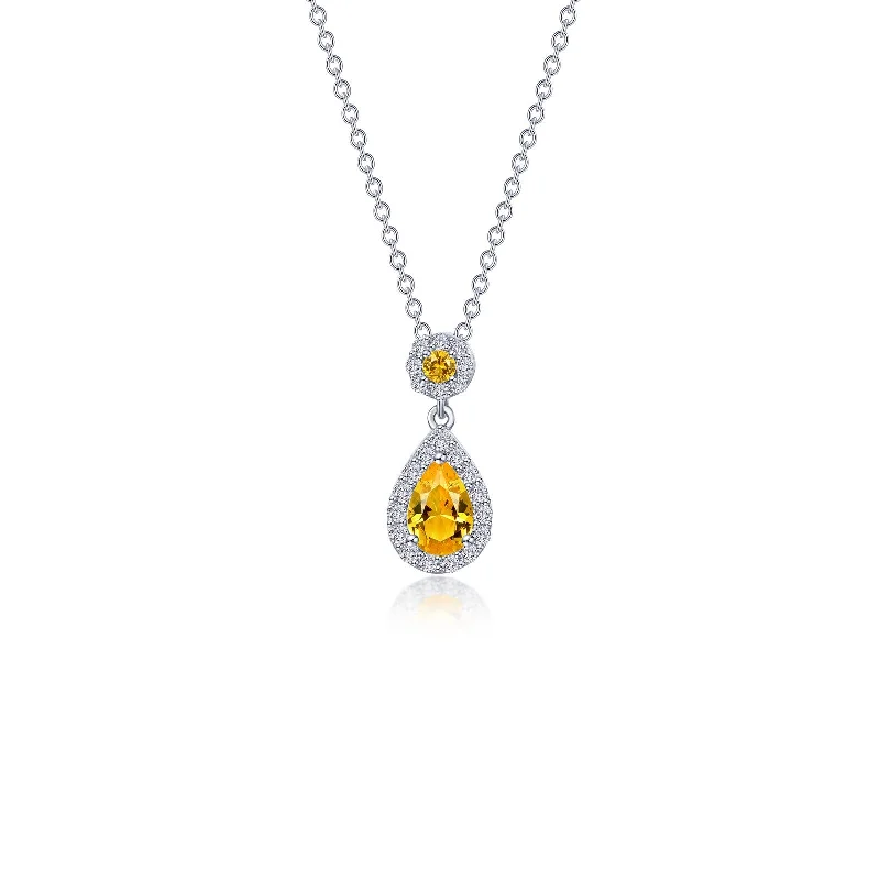 Layered chain necklaces-Lafonn Classic Pear Citrine Necklace N0318CAP20