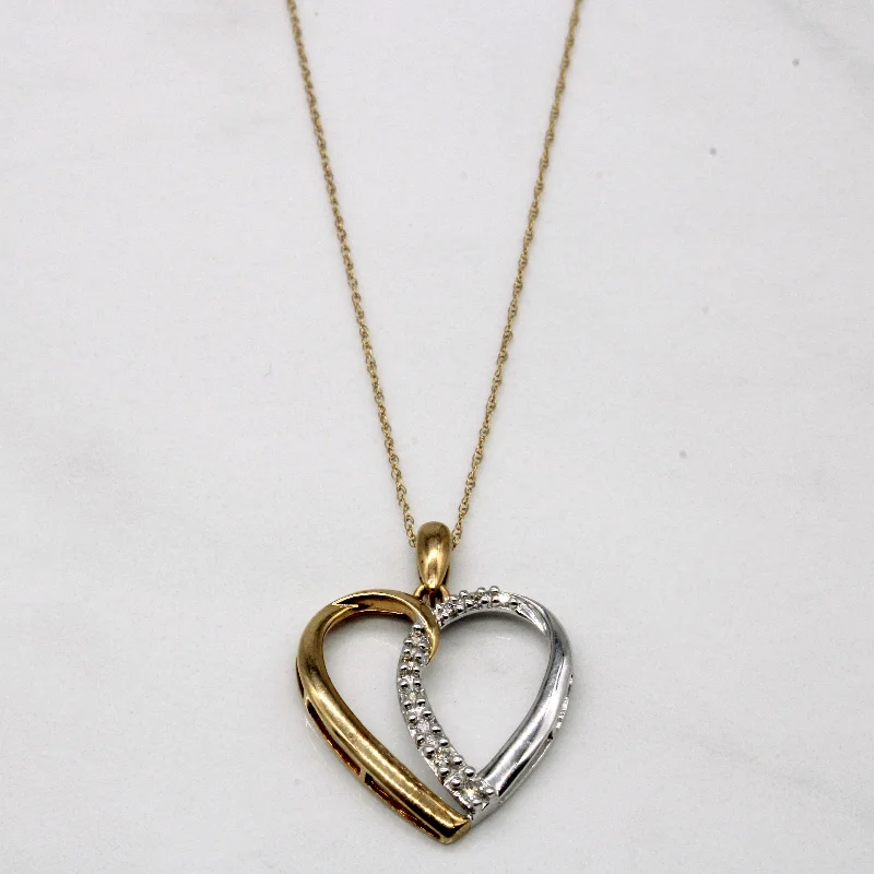 Firm chain necklaces-Diamond Heart Pendant & Necklace | 0.06ctw | 18" |