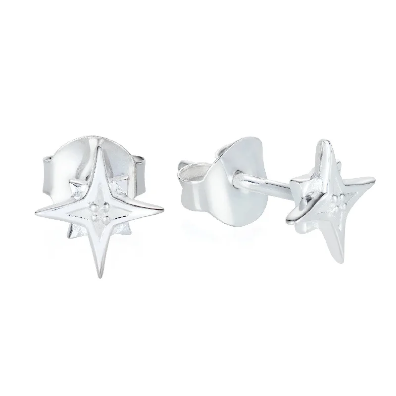 Leaf pattern earrings-Compass Star Stud Earrings by Yasmin Everley