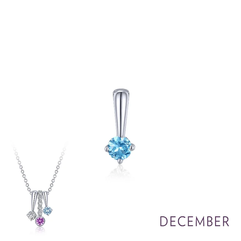 Amethyst drop necklaces-Lafonn Birthstone Round December Blue Topaz Necklace BP005BTP00