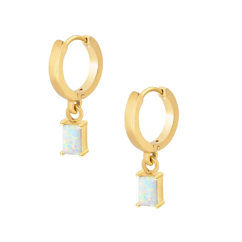 Solid cuff earrings-Loretta Opal Hoop Earrings