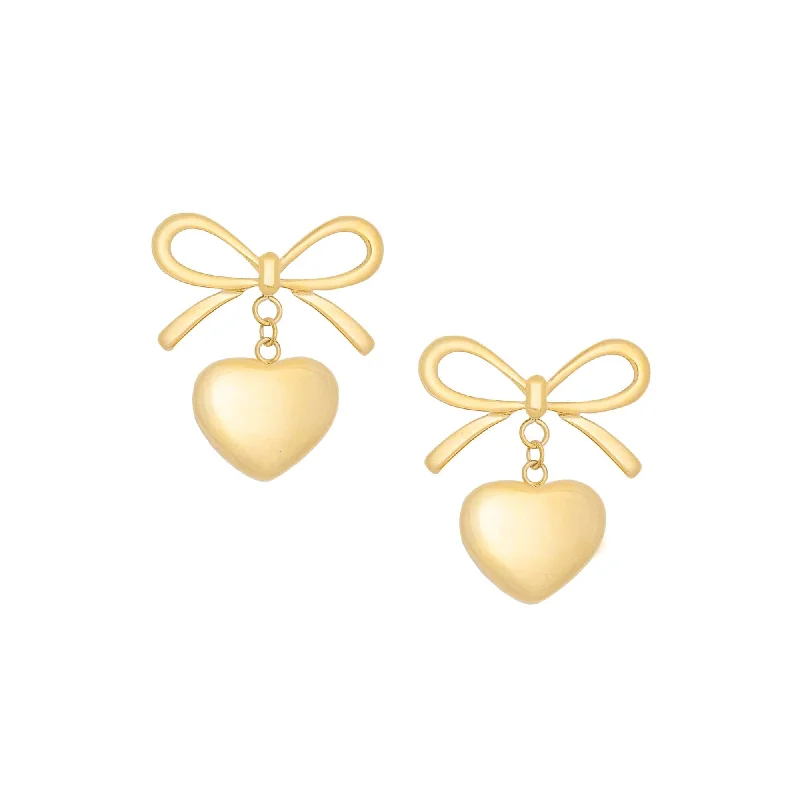 Shiny pearl earrings-Daniella Bow Stud Earrings