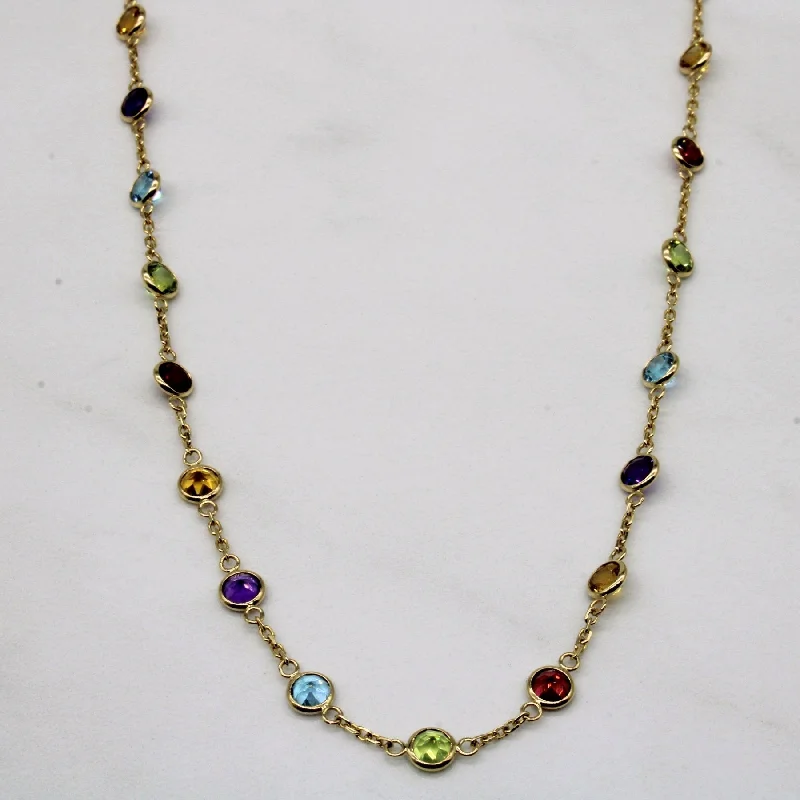 Victorian charm necklaces-'Effy' Multi Gem Necklace | 9.00ctw | 18" |