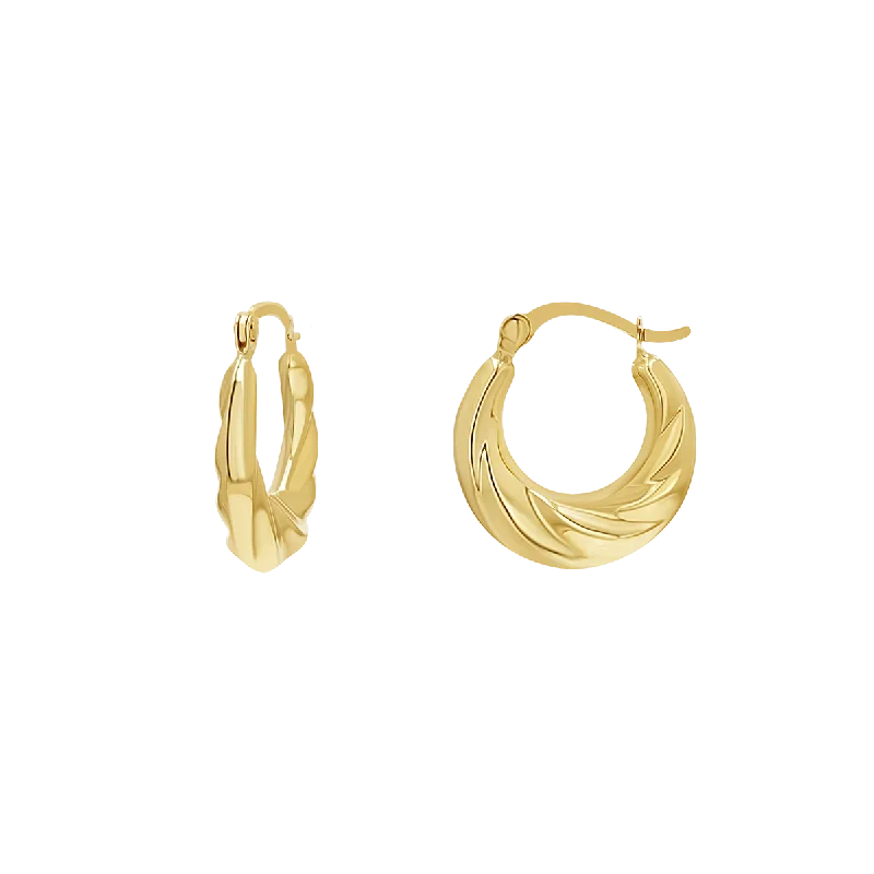 Soft cord earrings-Petit Croissant Hoop Earrings