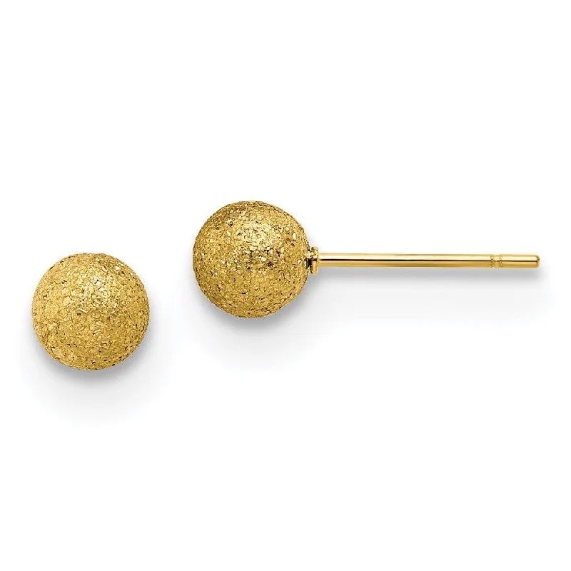 Yarn tassel earrings-Stainless Steel Polished Laser cut Yellow IP-plated 6mm Ball Post Earrings