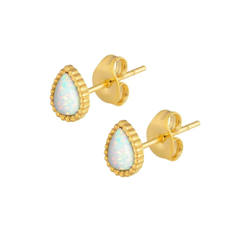 Turquoise stone earrings-Lynx Opal Stud Earrings