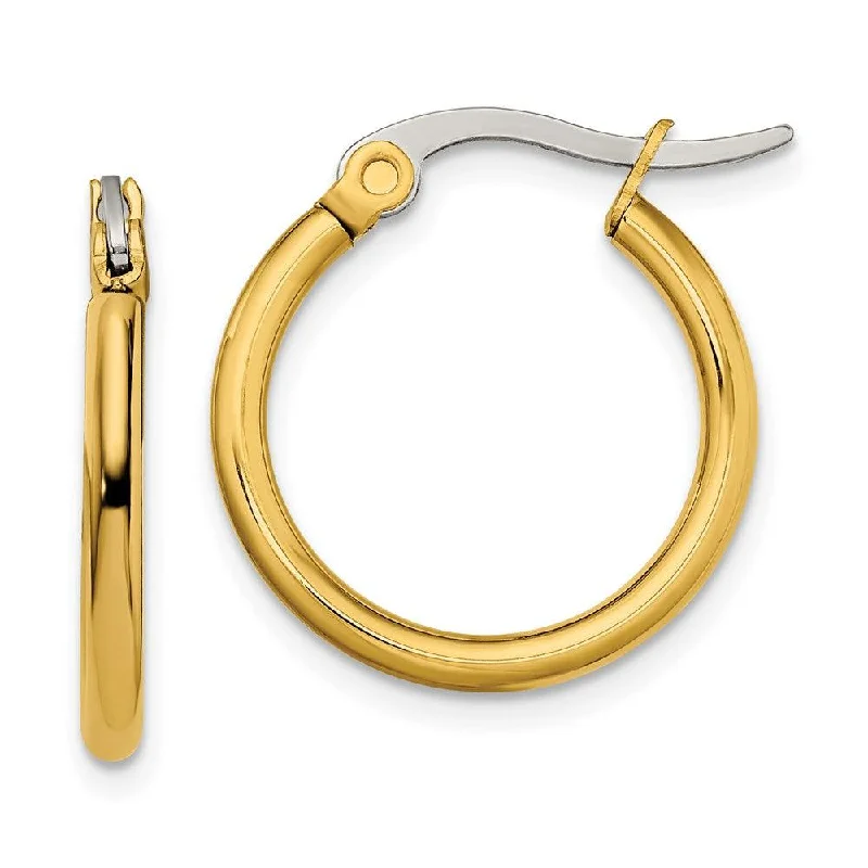 Retro deco earrings-Stainless Steel Gold IP plated 19mm Hoop Earrings