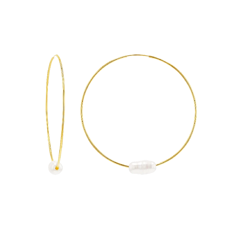 Classic flair earrings-Pearl Accent Endless Hoop Earrings