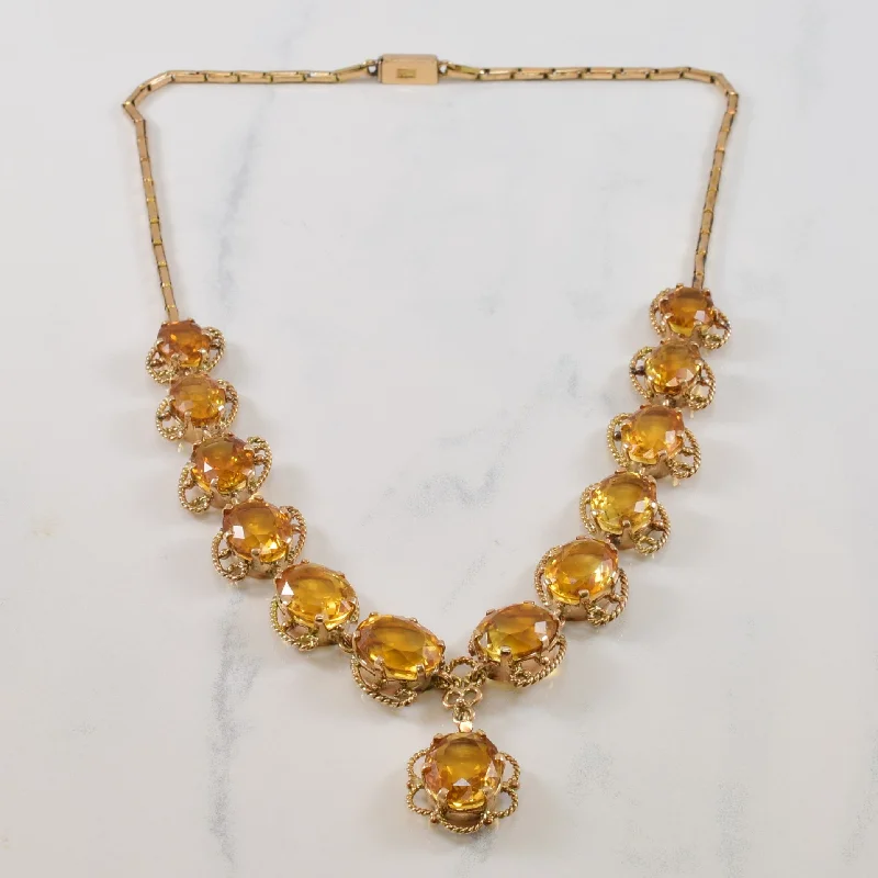 Soft cord necklaces-Filigree Citrine Drop Necklace | 45.0ctw | 17" |