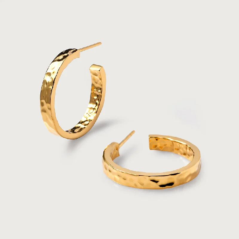 Tide drop earrings-Grecian Hammered Large Hoops