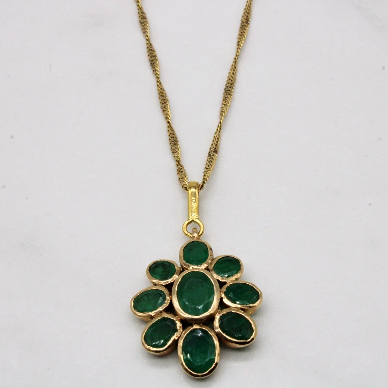 Hawk feather necklaces-Emerald Floral Necklace | 3.75ctw | 18" |