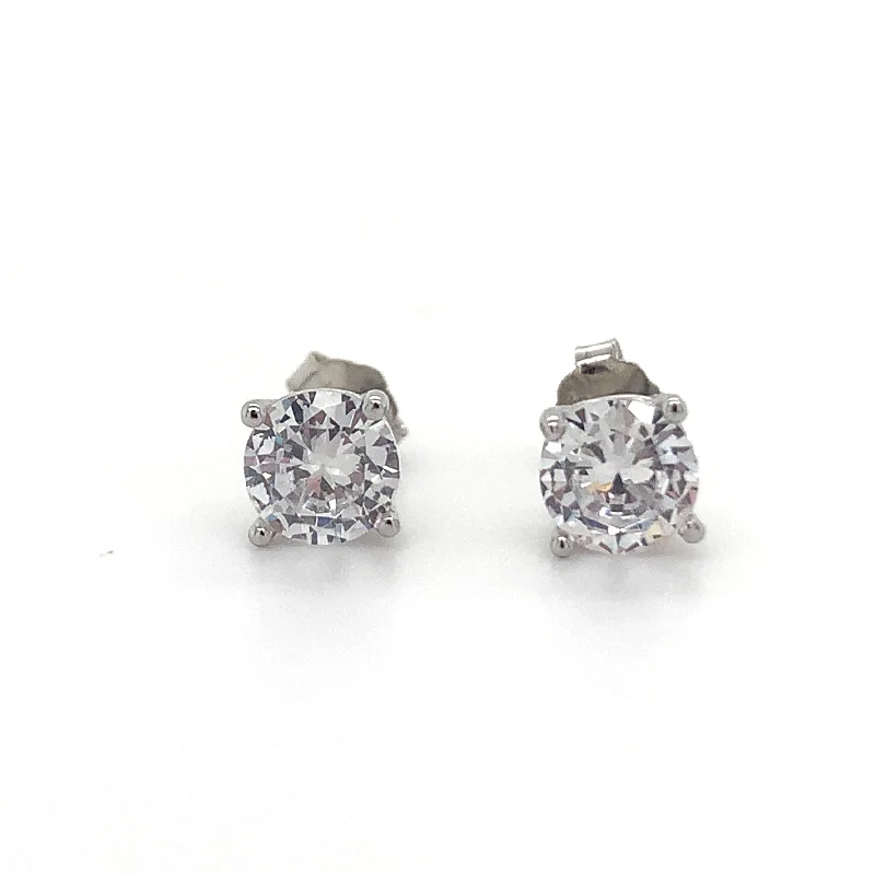 Cotton cord earrings-Sterling Silver Petite Cz Stud Earrings