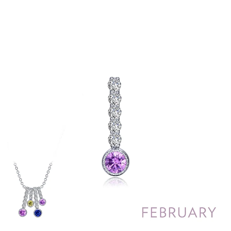 Bamboo weave necklaces-Lafonn Birthstone Round February Amethyst Necklace BP003AMP00