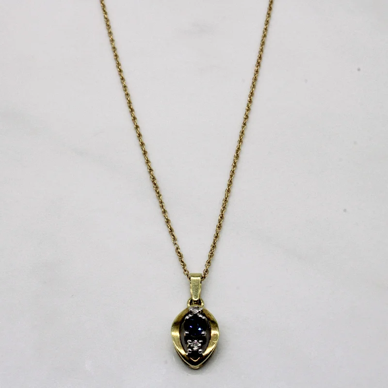 Light wood necklaces-1978 Hallmarked Sapphire & Diamond Pendant & Necklace | 0.38ct, 0.04ctw | 18" |