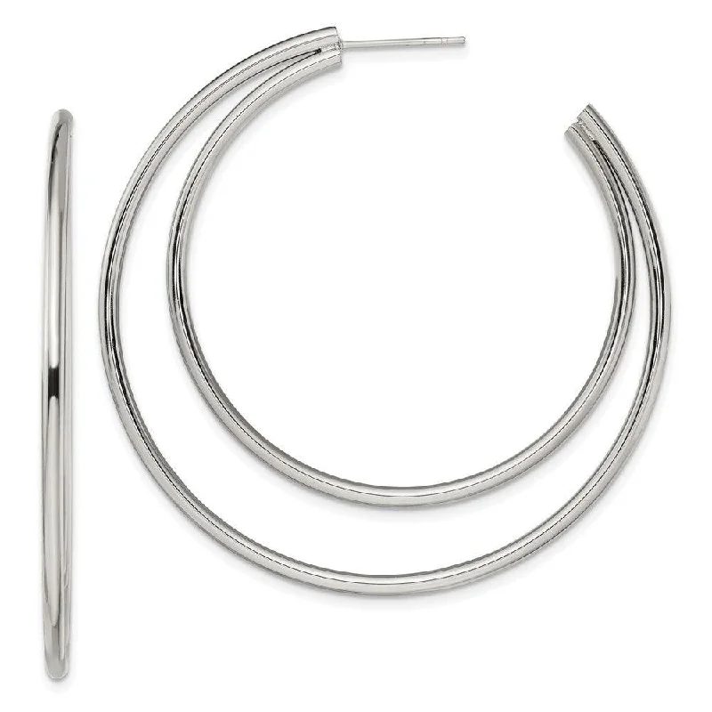 Thick dangle earrings-Stainless Steel Polished Post Hoop Earrings