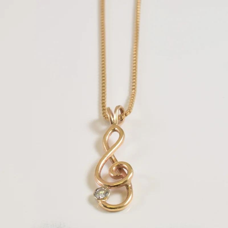 Sleek design necklaces-Diamond Treble Clef Necklace | 0.10ct | 18" |