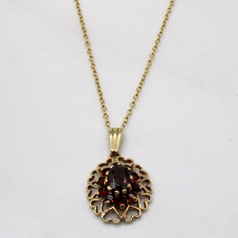 Light beaded necklaces-1979 Hallmarked Garnet Pendant & Necklace | 1.15ctw | 18" |