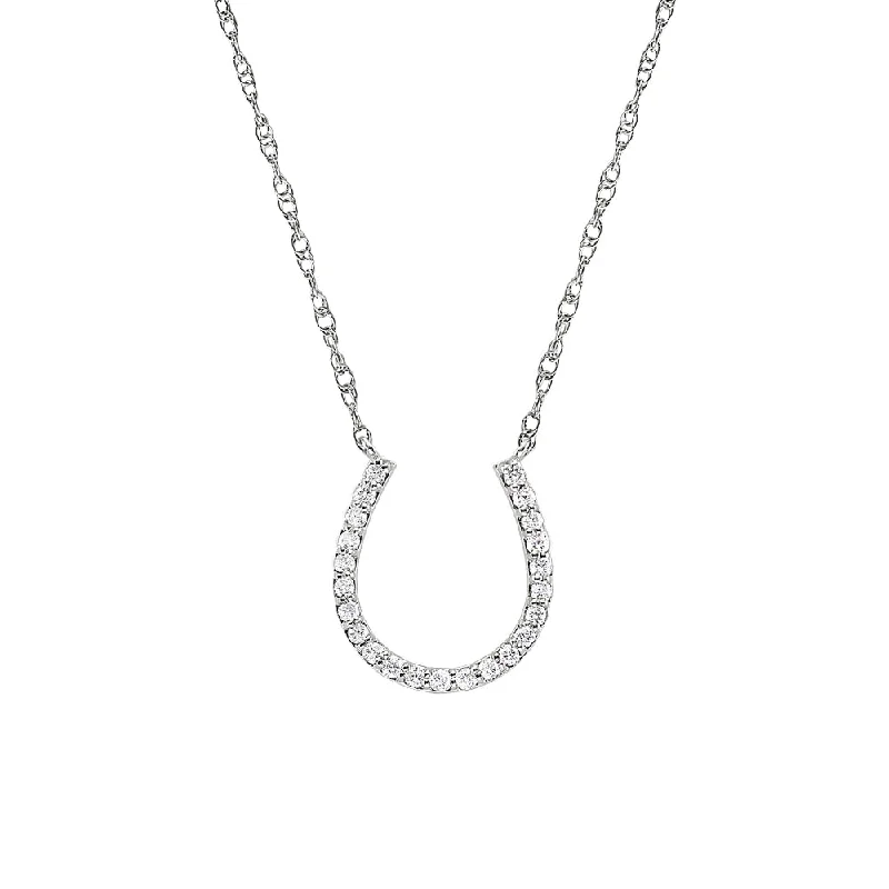 Polished bead necklaces-Horseshoe Diamond Necklace