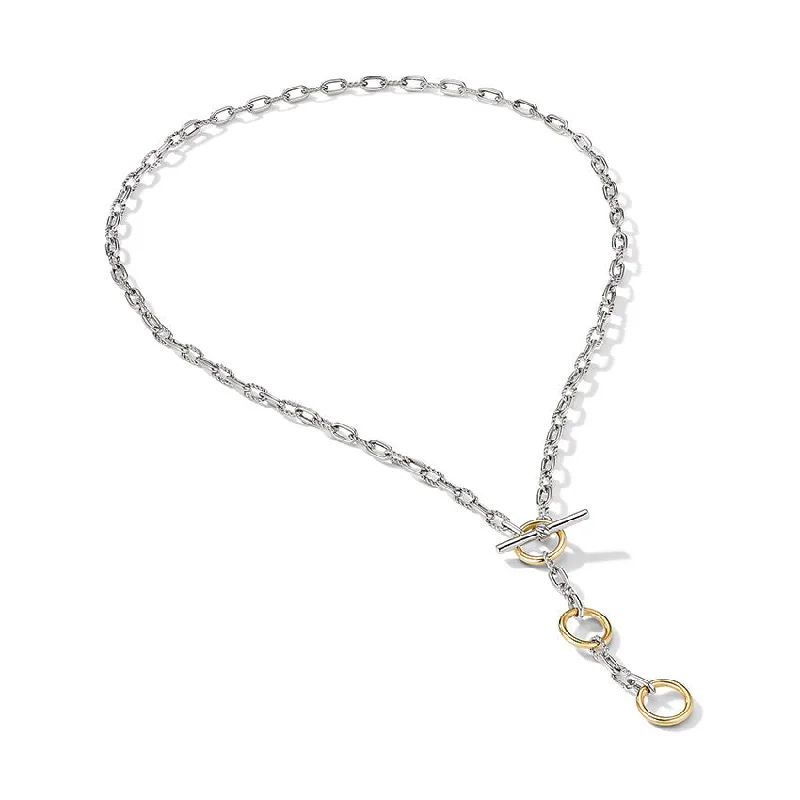 Fog glass necklaces-David Yurman DY Madison® Three Ring Chain Necklace with 18ct Yellow Gold