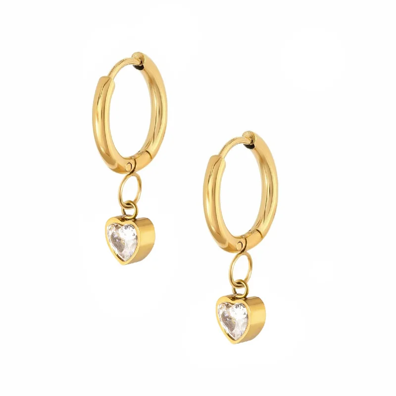 Half moon earrings-Angelina Heart Hoop Earrings