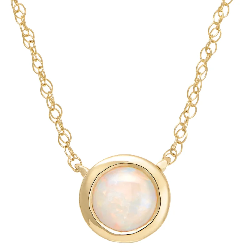 Overhand knot necklaces-Modern Bezel Set Round Opal Necklace