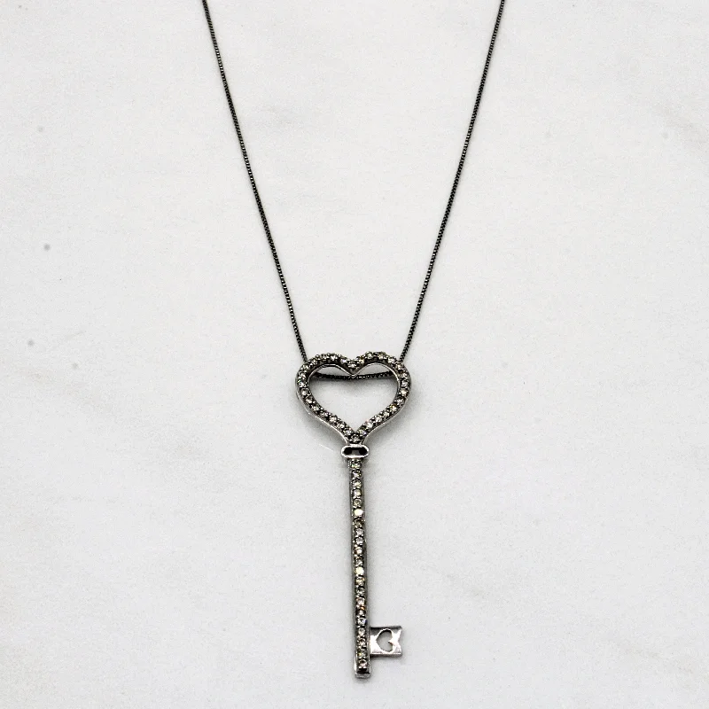 Fog glass necklaces-Diamond Heart Shaped Key Necklace | 0.18ctw | 18" |