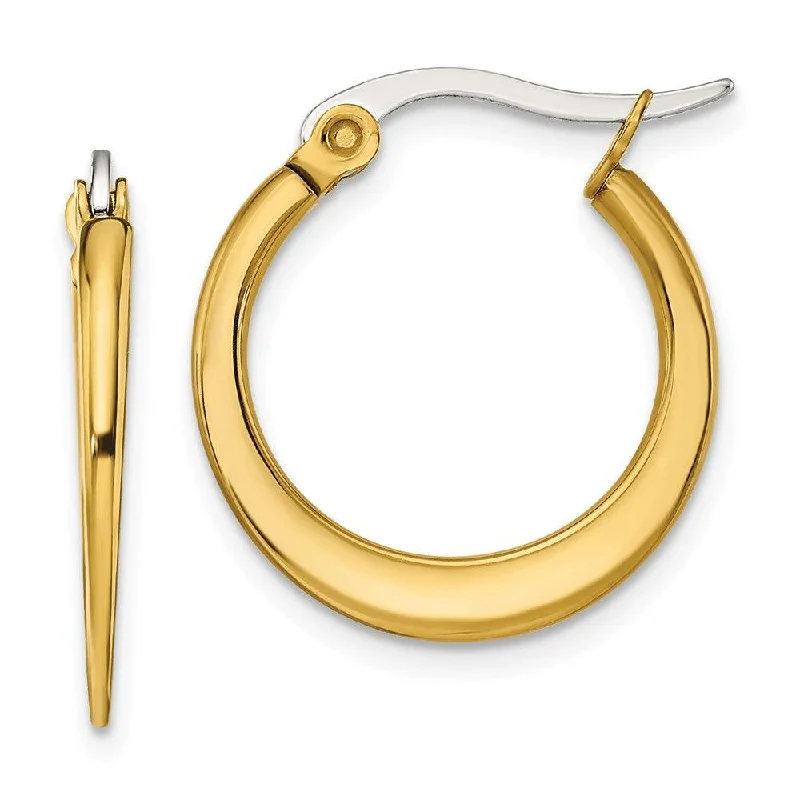 Aged brass earrings-Stainless Steel Gold IP plated Tapered 19mm Hoop Earrings