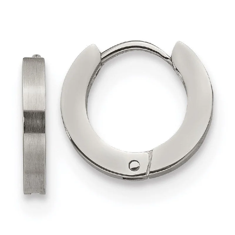 Spirit eye earrings-Stainless Steel Brushed and Polished 2.0mm Hinged Hoop Earrings