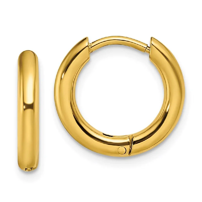 Soft cord earrings-Stainless Steel Polished Yellow IP-plated 2.5mm Hinged Hoop Earrings