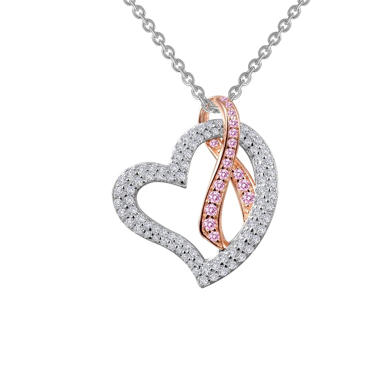 Coiled wire necklaces-Lafonn Pink Ribbon Diamond Necklace P0159CPP18