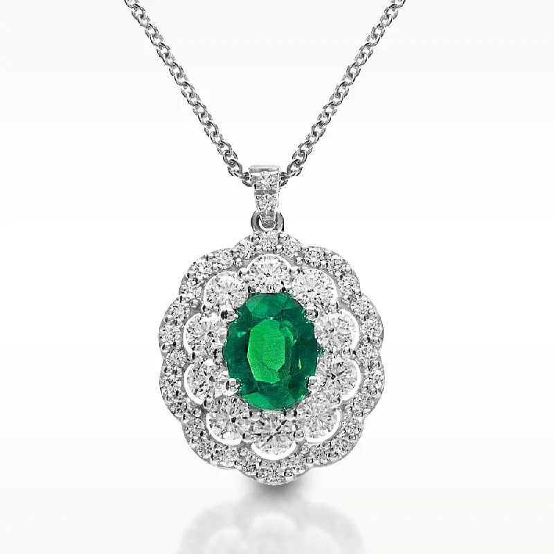 Bold art necklaces-1.77ct Emerald And Diamond White Gold Necklace