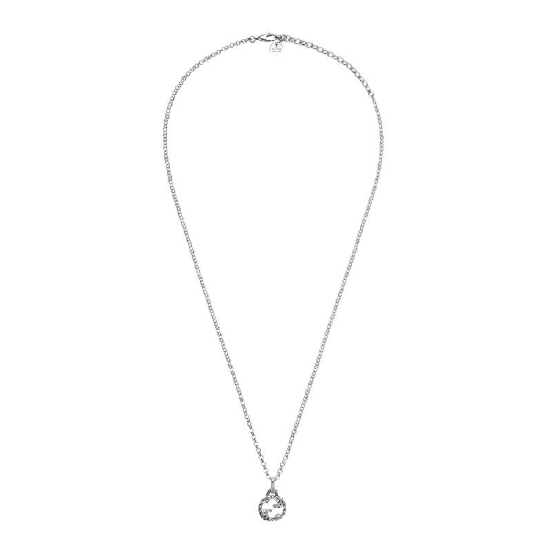 Tide pattern necklaces-Gucci Interlocking Silver Pendant Necklace