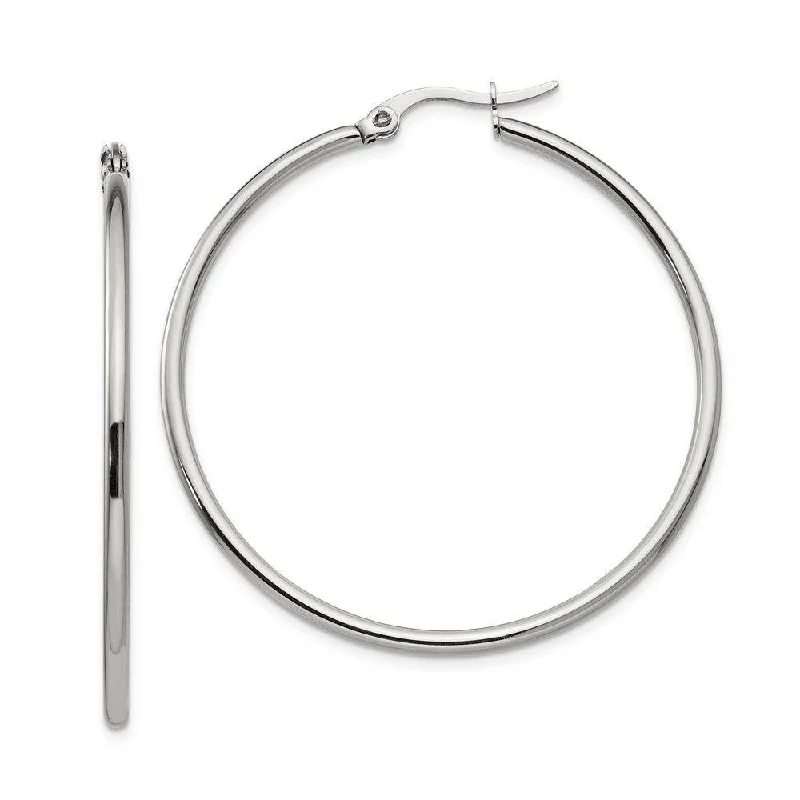 Zodiac charm earrings-Stainless Steel Polished Hoop Earrings