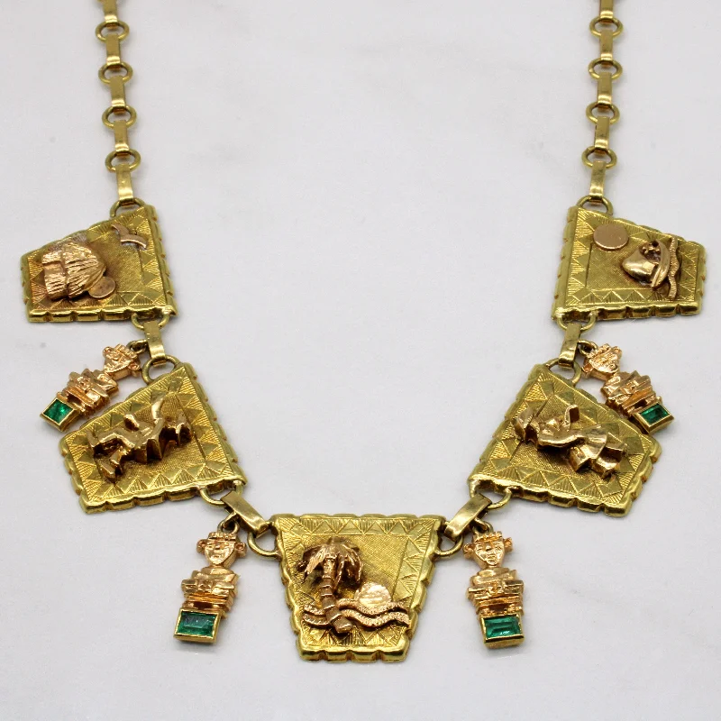 Delicate charm necklaces-Emerald Aztec Necklace | 0.60ctw | 19" |