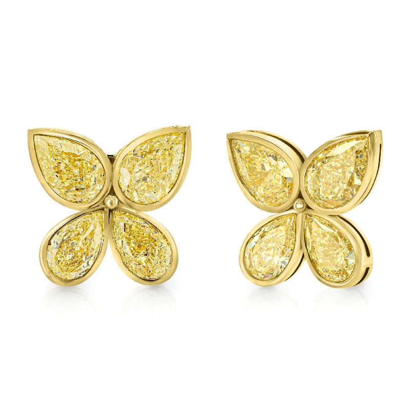 Patina bronze earrings-Fancy Yellow Diamonds Butterfly Earrings