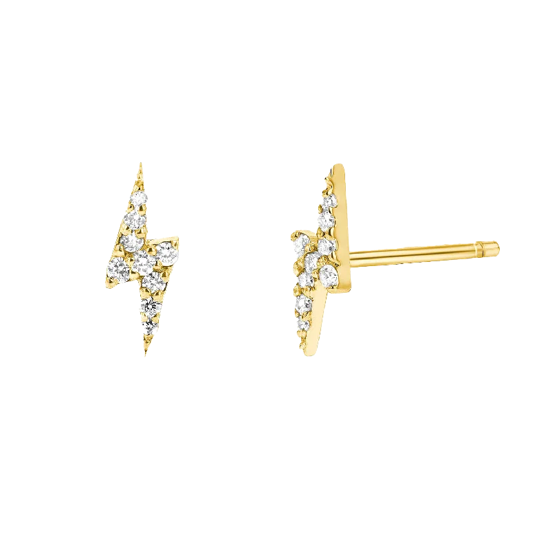 Tide drop earrings-Diamond Lightning Bolt Stud Earrings