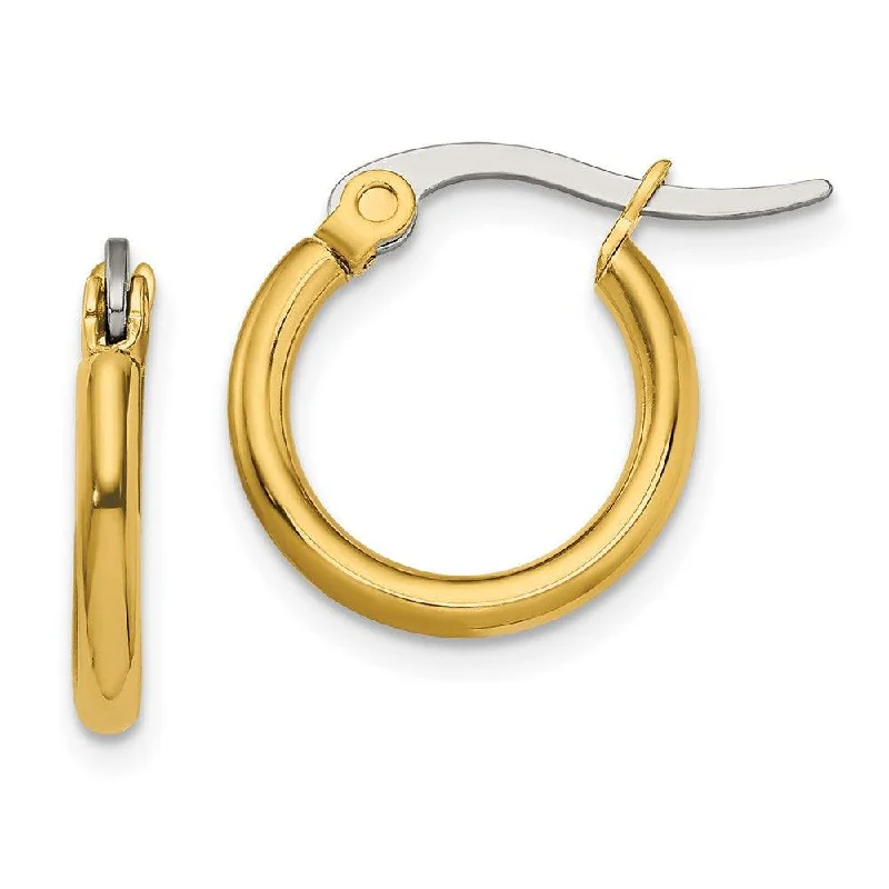 Cosmic glow earrings-Stainless Steel Gold IP plated 15.5mm Hoop Earrings