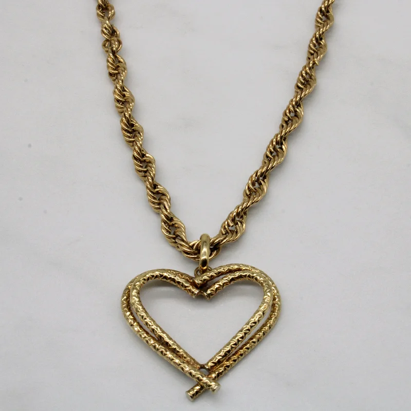 Sea wave necklaces-10k Yellow Gold Heart Pendant Necklace | 20" |